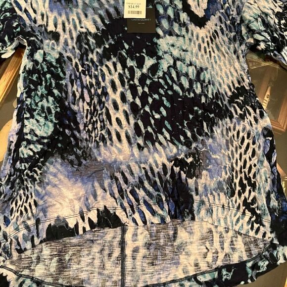 NEW Cynthia Rowley 1XL Top Tunic Animal Print Blue White NEW - Picture 3 of 13
